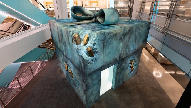 The supersize Bronze Eroded Tiffany Blue Box at Tiffany’s New York flagship store