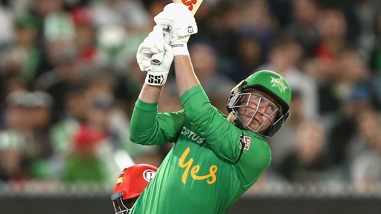 Ben Dunk hits out for Melbourne Stars last season.