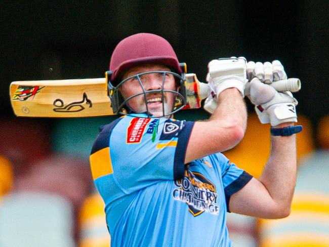 Pictured: Jake Roach. Bulls Masters Country Challenge grand final at the Gabba 2024. Supplied by Bob Jones/Queensland Cricket/Bulls Masters.