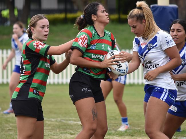 (From left) Mikayla Langer, Jaminey Weatherall and Audrey Nadaya-Harb. Picture: Sean Teuma. Tarsha Gale Cup