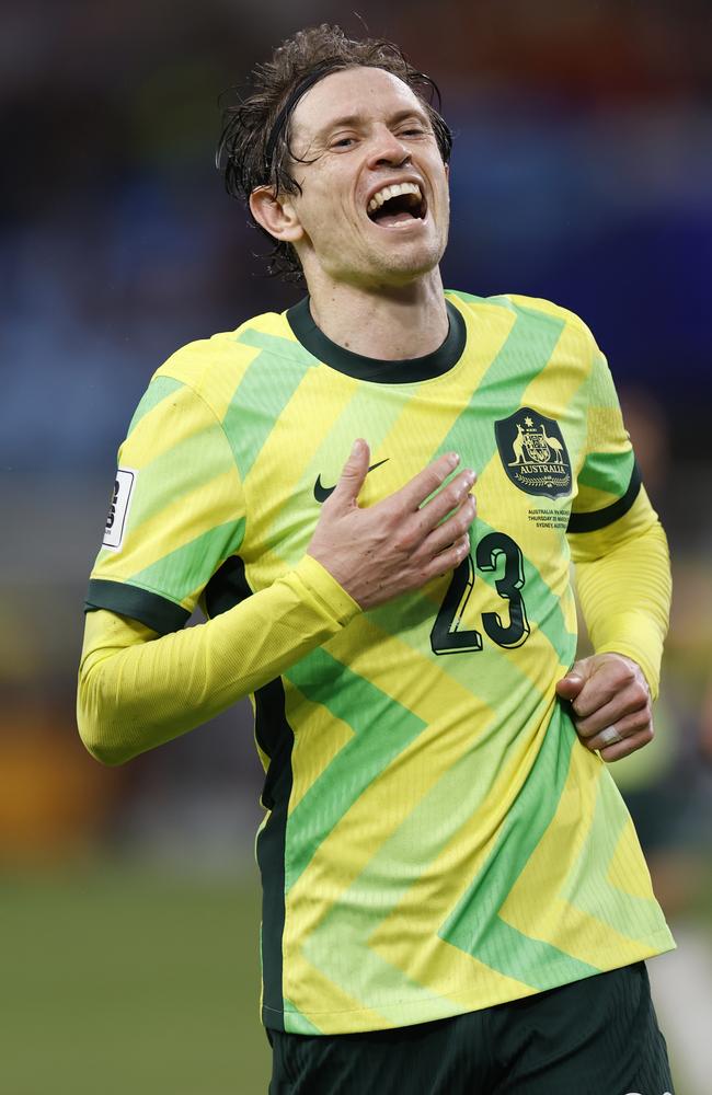 Socceroos star Craig Goodwin reacts during the win against Indonesia. Picture: Getty Images