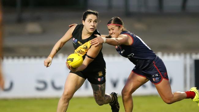 Tigers midfielder Jessica Bates has been racking up big numbers. Picture: Cory Sutton