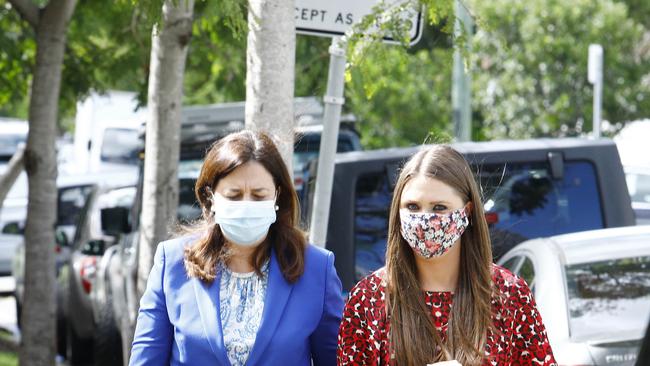 Queensland Premier Annastacia Palaszczuk and Environment Minister Meaghan Scanlon. Picture: Tertius Pickard.