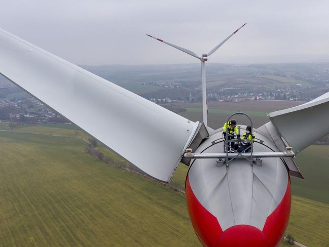 Technicians maintained a wind turbine in Germany’s state of Saxony last year. JAN WOITAS/DPA/ZUMA PRESS