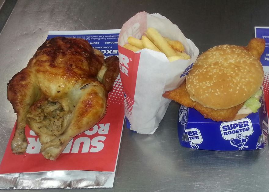 Roast chicken, chips and burgers are the mainstay products at Super Rooster.