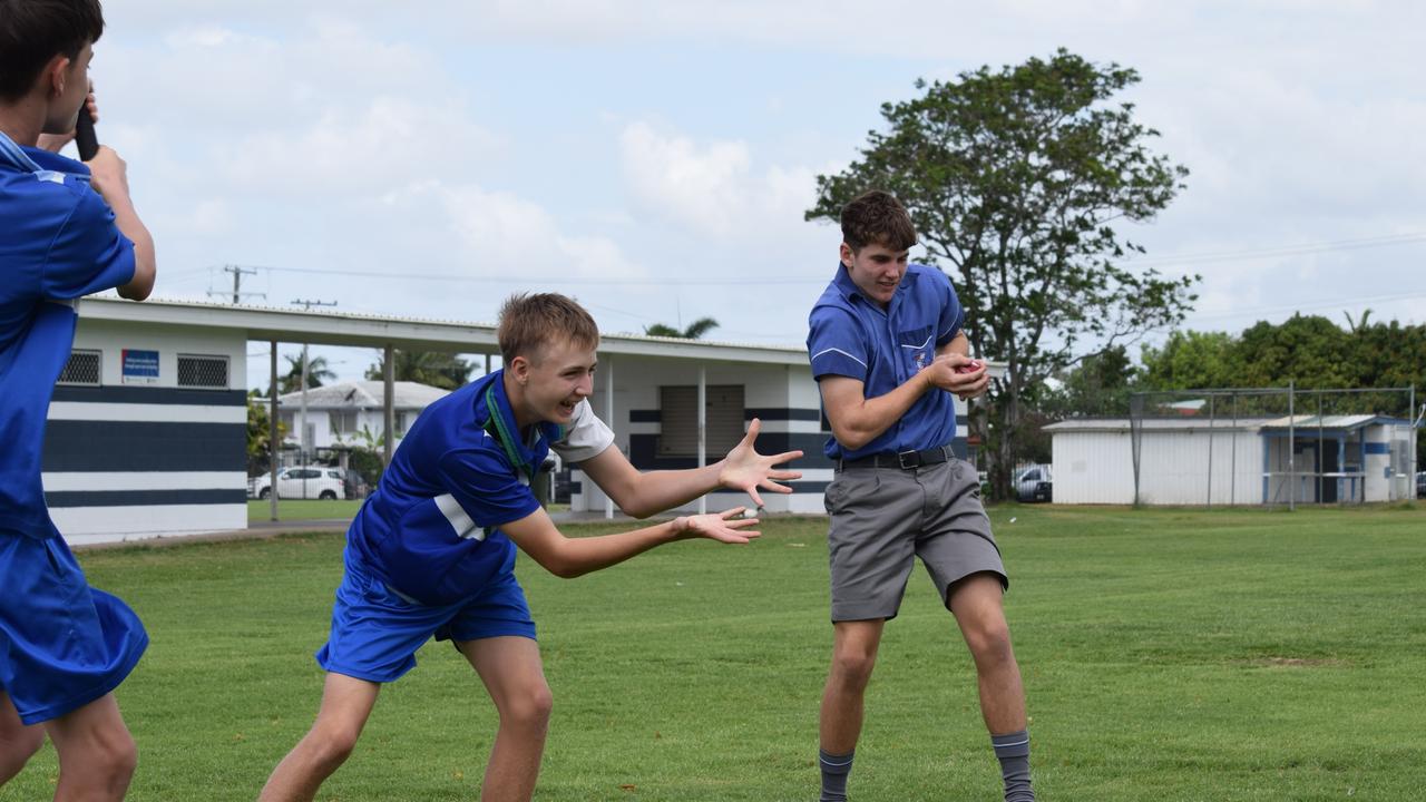 Ignatius Park College students (LtR) Archie Lansley, Callum Lindeberg and Pat Fanning will all play for NQ at the 2024 under-15s boys Northern Hub championships. Picture: Patrick Woods.