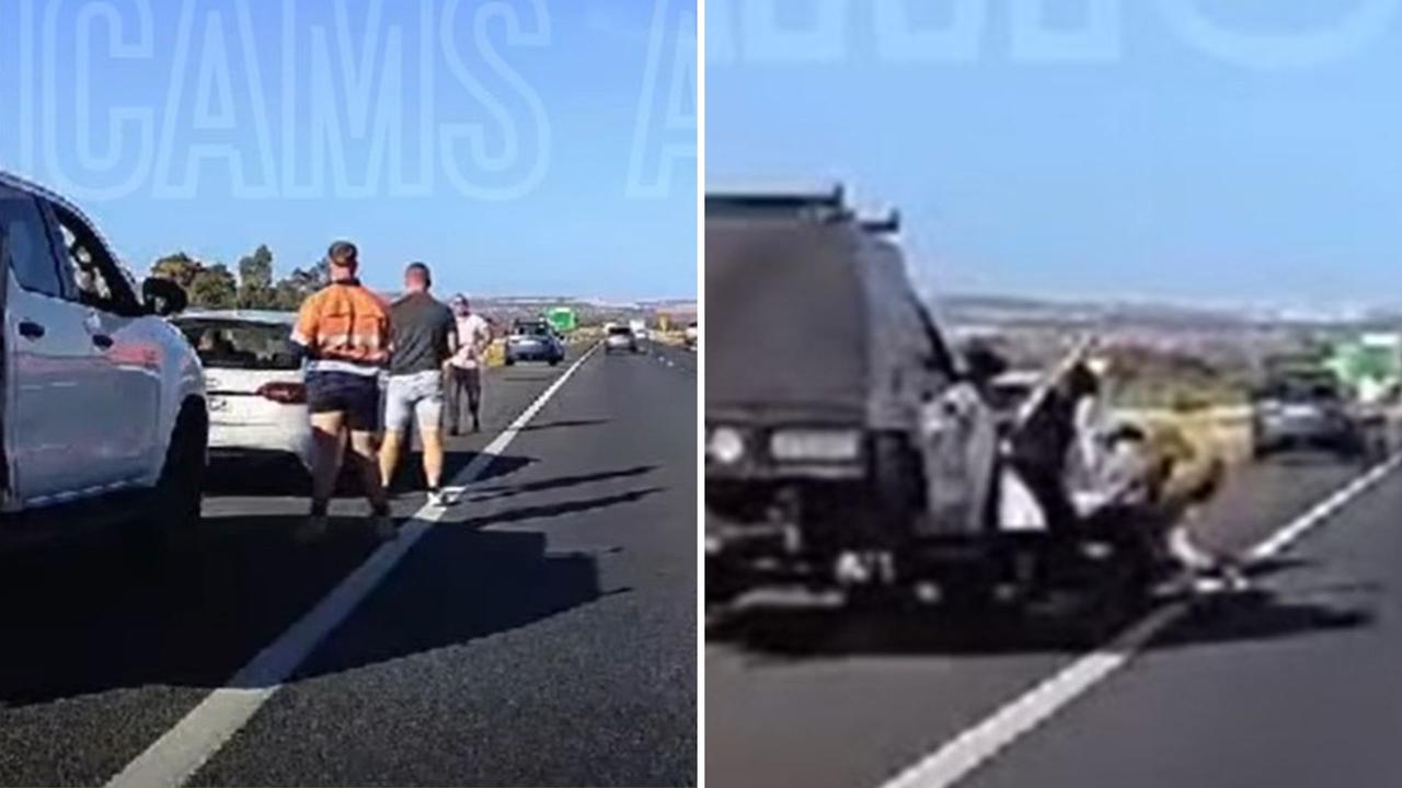 ‘Asking to be hit’: Wild scenes as fight spills onto 110km/h road