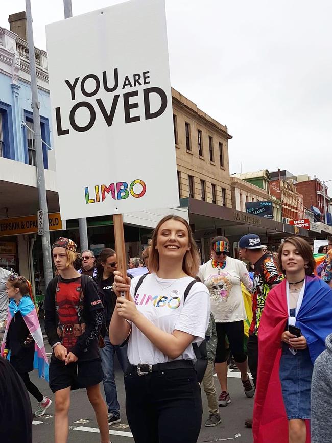 Grace Garde at the TasPride Parade. Picture: Supplied