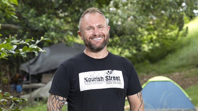 Nourish Street founder Beau Haywood has revealed his inspiring backstory from drug addiction to sobriety and starting a charity assisting the homeless. Photo: Richard Walker