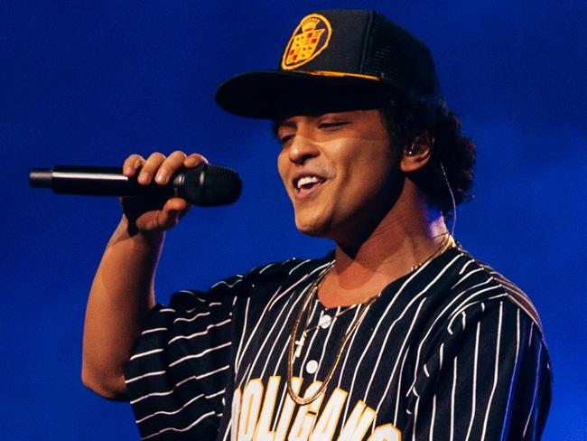 Bruno Mars performs on stage during his 24K Magic Tour. Supplied pic for Brisbane shows. Not used elsewhere.