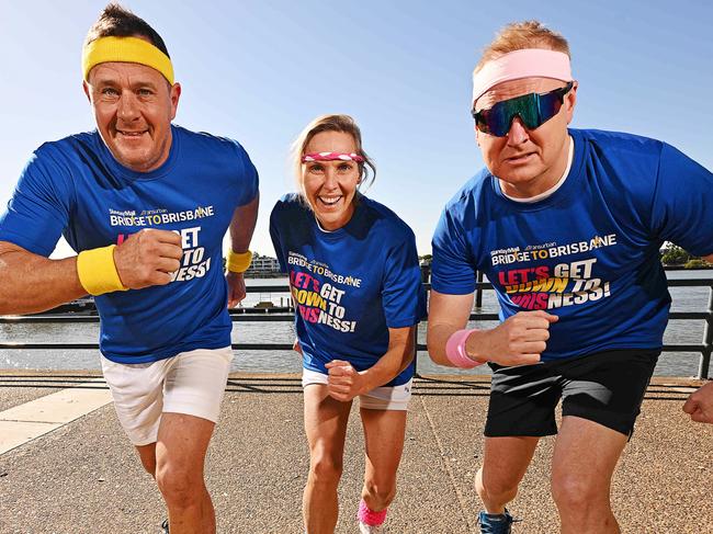 13/6/2024: Nova breakfast team Ashley Bradnam , Susie OÃÆÃÂ¢ÃÂ¢ÃâÃÂ¬ÃÂ¢ÃâÃÂ¢Neill and David "Luttsy" Lutteral , excited to start training for the Bridge to Brisbane, in Newstead, Brisbane.  pic: Lyndon Mechielsen / Courier Mail