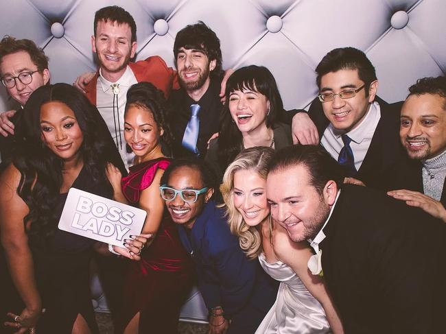 The newlyweds were joined by nine of their castmates. Picture: julianribinikweddings.com