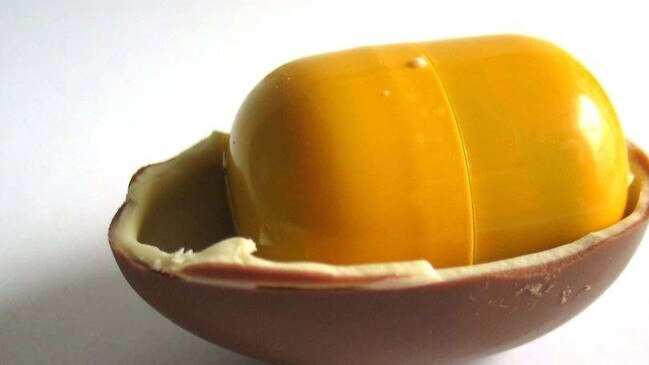 The man allegedly had six Kinder surprise eggs inside of him.