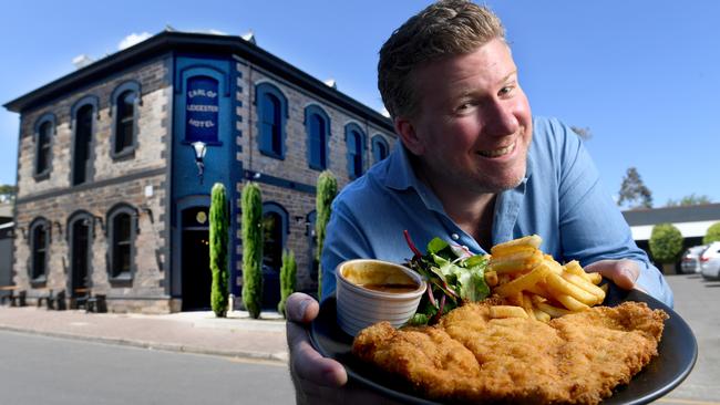 Earl of Leicester publican Piers Schmidt. The Parkside pub was victorious in Messenger’s best schnitzel poll. Picture: Tricia Watkinson