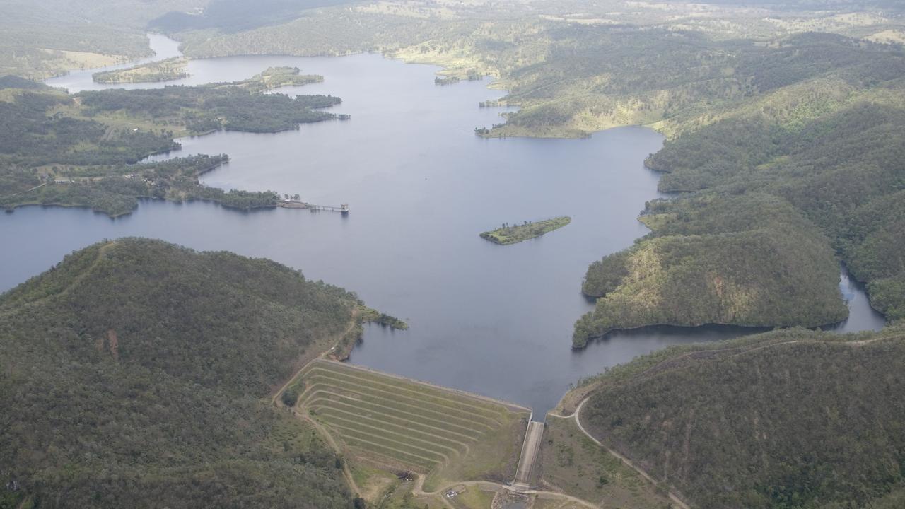 Aerial photograph of Lake Cressbrook. Photo Kevin Farmer / The Chronicle Helicopter services courtesy of Heliwest Group