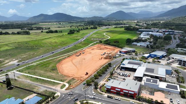 Heavy construction and earthworks have begun on a new development at Smithfield, on a parcel of land between Mount Milman Drive and the Smithfield Bypass. Picture: Brendan Radke