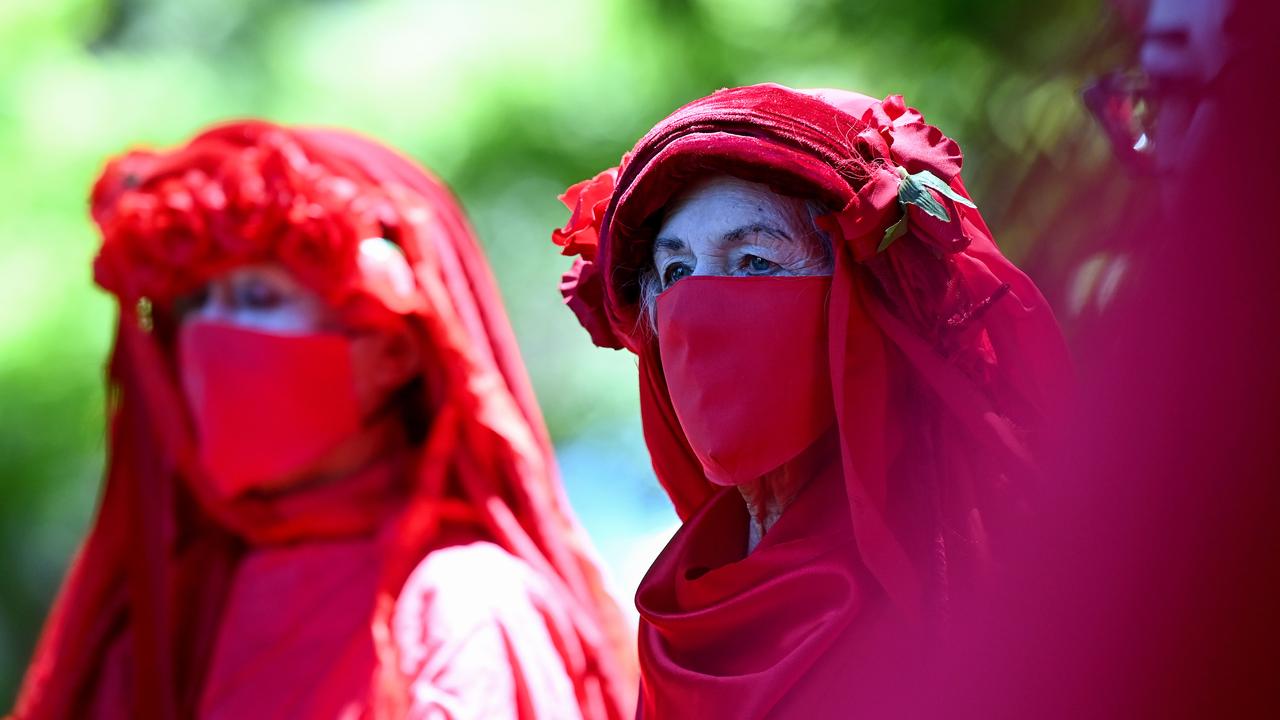 Extinction Rebellion protesters during a Global Day of Action for Climate rally in Hyde Park, Sydney. Picture: Bianca De Marchi