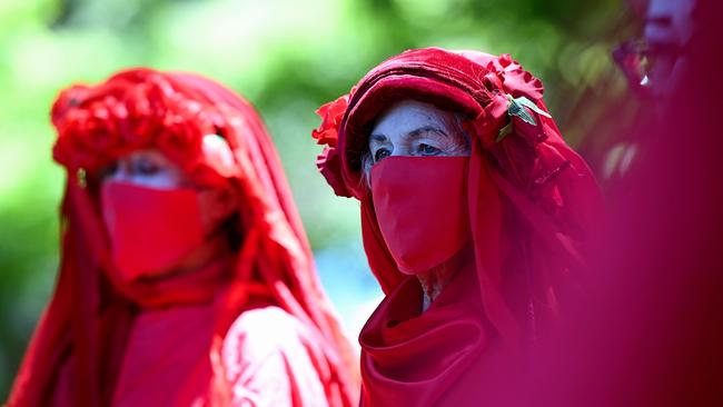 Extinction Rebellion protesters during a Global Day of Action for Climate rally in Hyde Park, Sydney. Picture: Bianca De Marchi