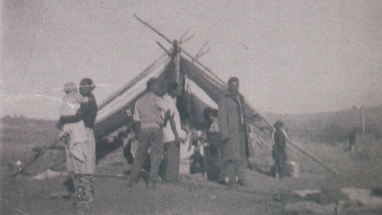 The camp on the Aboriginal reserve, Bucklands Hill (in Richmond Hill) Charters Towers, late 1940s. Reserves were created between the 1890s and 1930s as the Frontier Wars ended and Aboriginal Protection Boards were created, limiting Aboriginal movement. Ms Ault said the Buckland Hill reserve was closed in the 1950s, and it never had water or power.