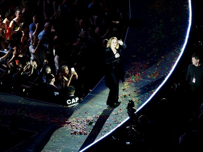 Costume change for Adele during her performance at the Gabba in Brisbane. Picture: Steve Pohlner