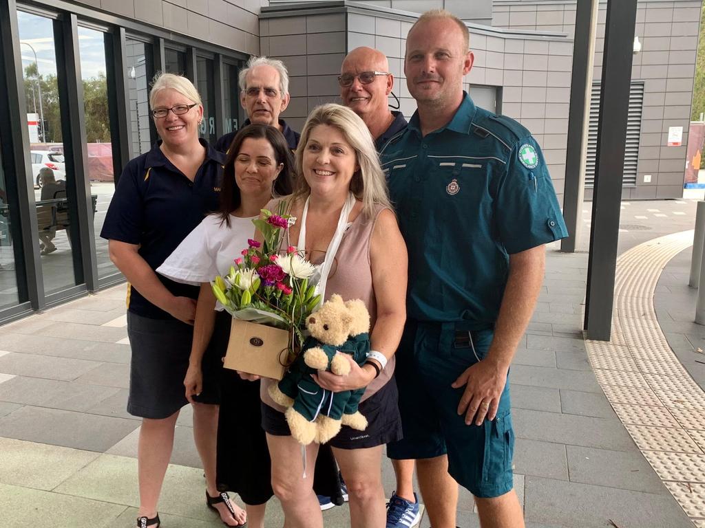 Natalie Fullagar at Gold Coast University Hospital with some of her rescuers.