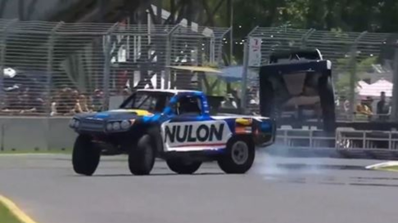 Matt Mingay loses control of his truck. Photo: Twitter