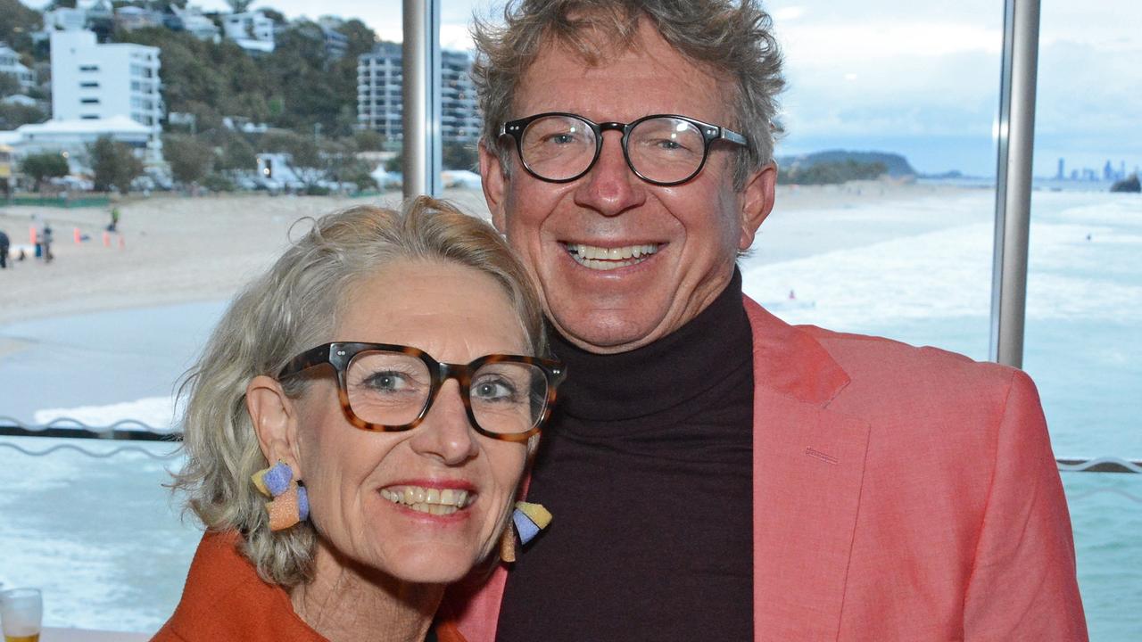 Kathy and Steve Mackey at launch of Swell Sculpture Festival at Currumbin SLSC. Pic: Regina King