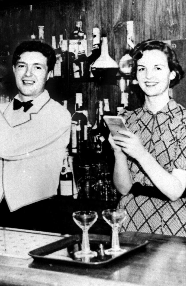 Jessica "Decca" Mitford, with her husband Esmond Romilly at Roma Bar in Miami. Jessica was a socialist author, and an outcast from her family. Picture: Mitford/family Historical Romilly/family