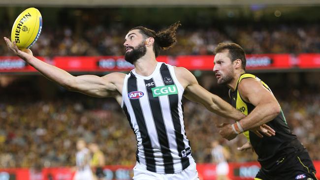 Collingwood recruited Brodie Grundy with a draft pick acquired in a trade with West Coast. Picture: Michael Klein