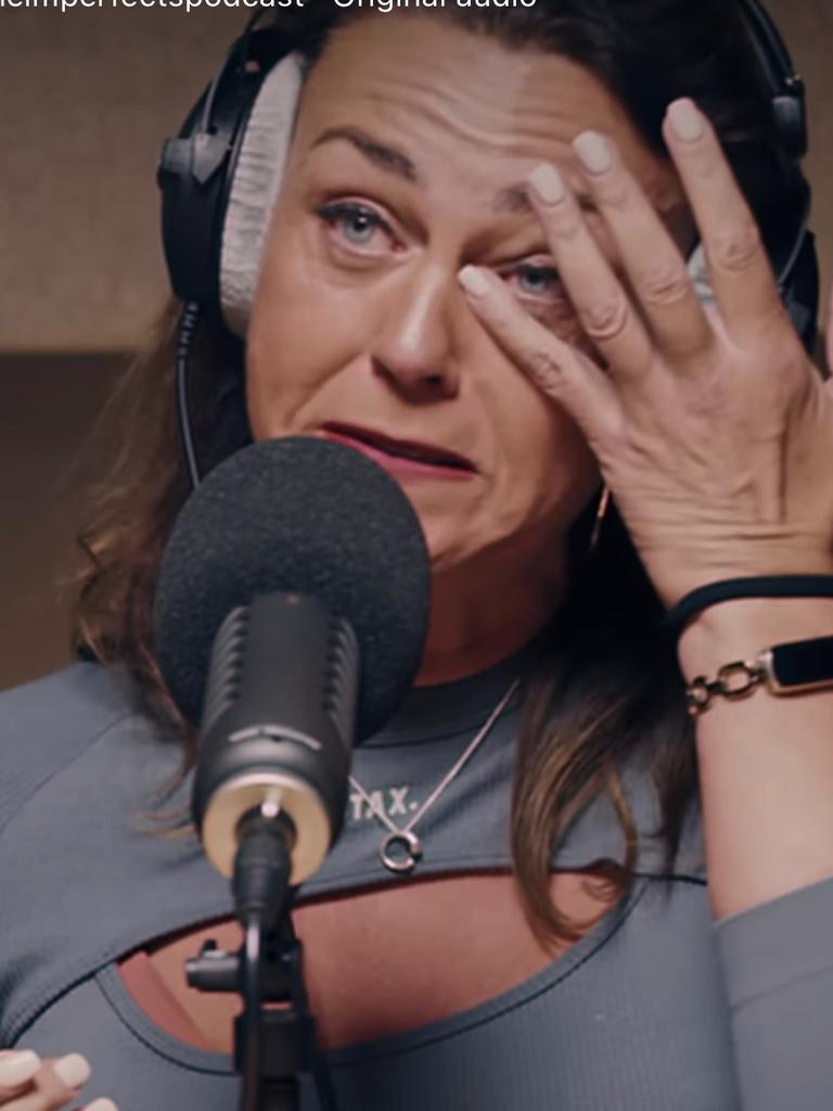 Chrissie Swan has broken down in tears during a podcast interview.