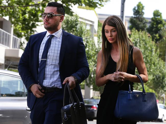 Salim Mehajer and wife Aysha arrive at Bankstown Court. Picture: Cameron Richardson