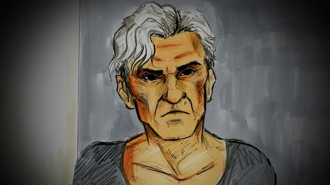 A court sketch of former AFL player and coach Dean Laidley. Picture: AAP