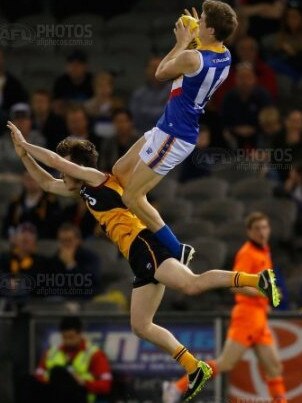 Mitch Keedle flies high for the Ranges in the 2013 NAB League decider. Picture: AFL Photos