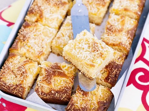 Pineapple coconut slice.