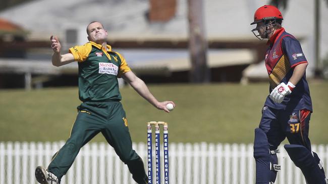 Woodville's Luke Francesca fires one down on Saturday. Picture: AAP/Dean Martin