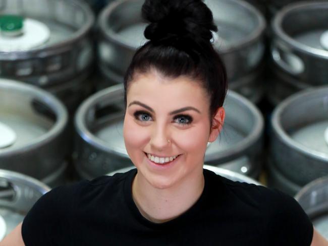 Australian Hotel and Brewery trainee brewer 21 year old Billie Bassett pose for photographs in Rouse Hill. Rouse Hill, Friday, August 17th 2018. Billie Bassett is the brewery's first female brewer. (AAP Image / Angelo Velardo)