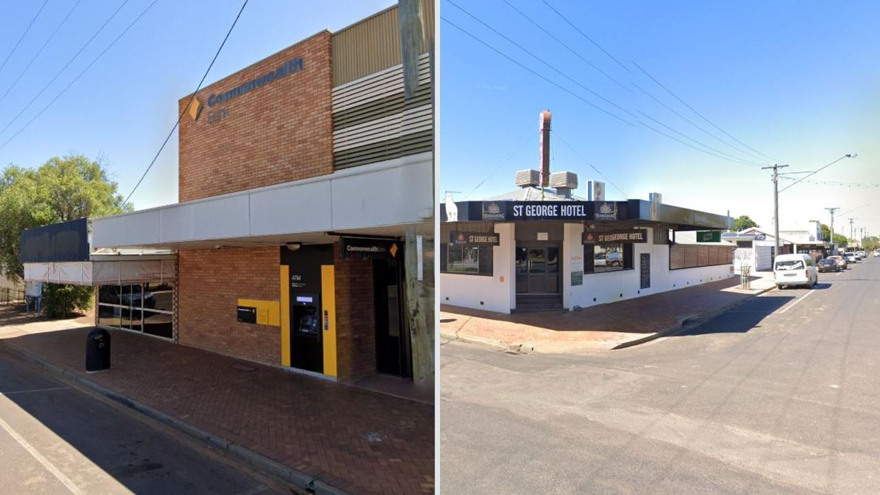 Prior to the stabbing the alleged offender was drinking at the St George Hotel Motel, before walking about 220m down the road where the incident occurred near a Commonwealth Bank ATM. Pictures: Google Maps