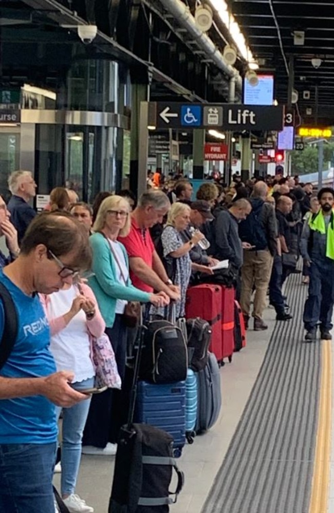 Frustrated commuters delayed at Central station on Friday morning. Picture: Brenden Wood