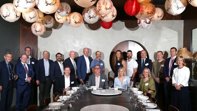 Standing from left at BDO/QBW lunch: Michael Fox, Michael Carroll, David Hanham, Cliff Mallet, Joe Occhino, Bruce Hatcher, Wayne Bennett, Tim Franklin, Kristy Munroe, Peter Hull, Damian Wright, Sam James, William Tuffley and Chelsea Warr. Sitting, from left: Keiren Murphy, David Brett, Monique Peters and Emma Morris. Picture David Clark 