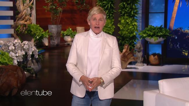 Ellen DeGeneres addresses the toxic workplace scandal on her show. Picture: YouTube