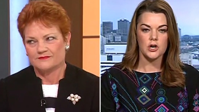 Pauline Hanson and Sarah Hanson-Young go head-to-head on Sunrise.