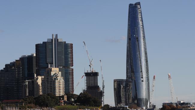 The Crown casino and hotel complex towers over Sydney. Picture: Nikki Short