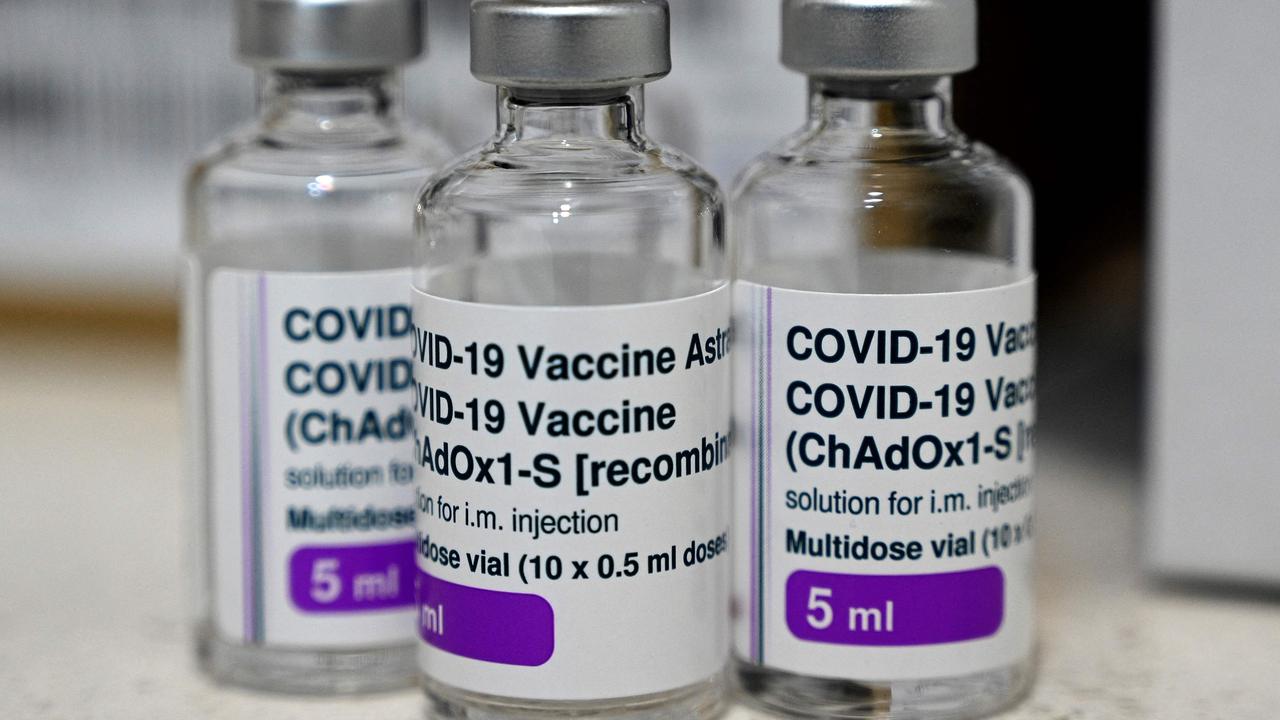 Empty vials of the AstraZeneca vaccine are seen on the counter at a walk-in Covid-19 vaccination centre at a pharmacy in the suburb of Cabramatta in Sydney last year. Picture: Saeed Khan / AFP