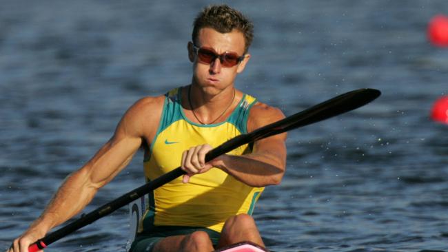 Former Olympic kayacker Nathan Baggaley in competition. Picture: News Corp