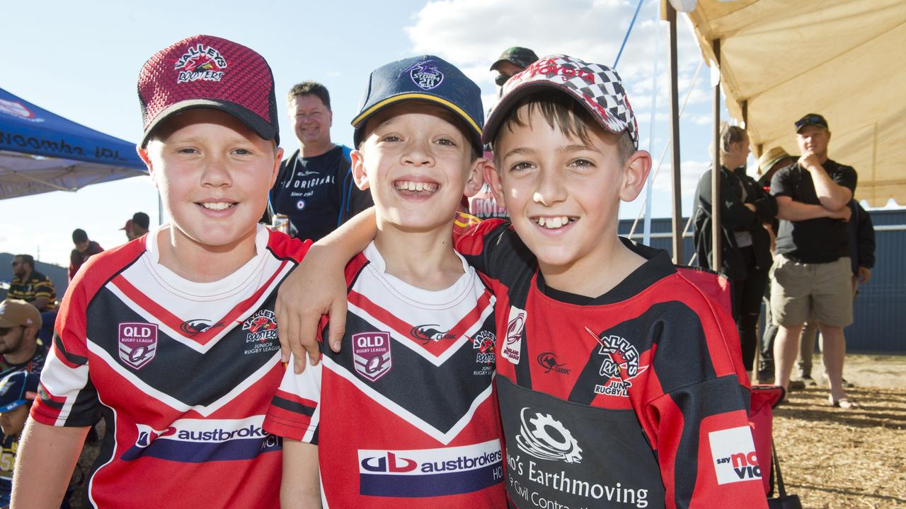 (From left) Charlie Barnes, Max Murphy and Jake Eyles at the TRL grand final. Sunday, 2nd Sep, 2018.