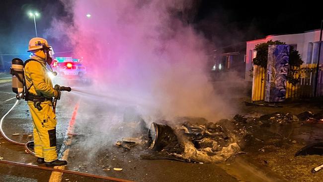 The aftermath of a $330,000 McLaren supercar crash in Bundall - the driver Chris Pappas and passenger Krystle Earsman were taken to hospital after being pulled from the wreckage by bystanders.