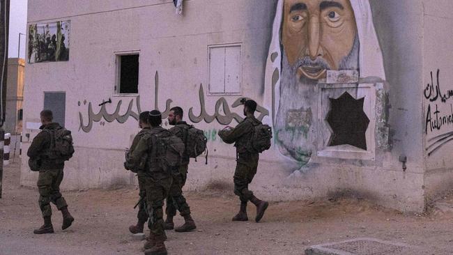 Israeli army soldiers take part in a drill at an army urban warfare training facility simulating Gaza City. Picture: AFP