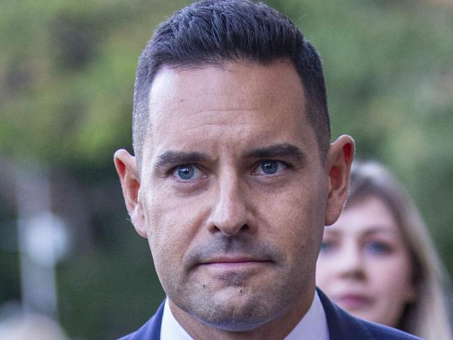 SYDNEY, AUSTRALIA - NewsWire Photos - MAY 22, 2024: Alex Greenwich (C) leaves the Federal Court in Sydney. Mark Latham will argue he was offering an “honest opinion” when he posted a graphic and homophobic tweet about his parliamentary colleague Alex Greenwich. Defamation trial in the federal court, Picture: NewsWire / Christian Gilles