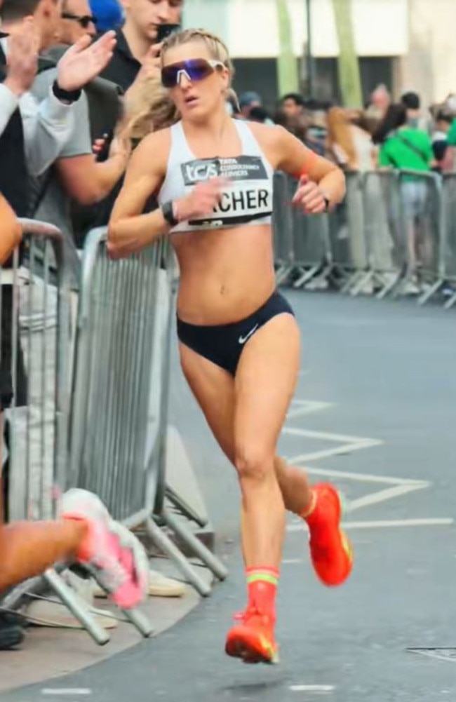 Holly Archer has called out sexist comments made about her outfit after competing in the London Marathon recently. Picture: TikTok/HollyArcher