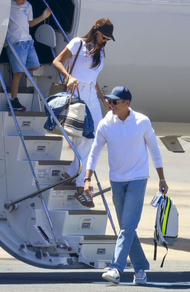 Former Home and Away star Pia Whitesell arrives in Sydney with her Hollywood talent agent husband, Patrick Whitesell. Picture: ©MEDIA-MODE.COM